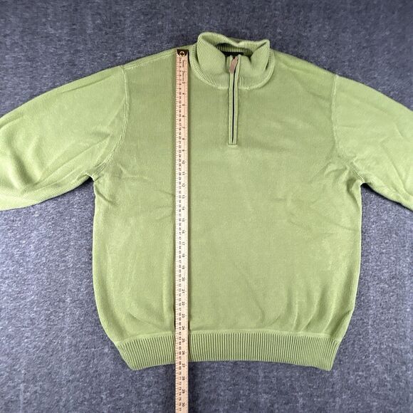 VTG Eddie Bauer Sweater Mens Sz L Light Green 1/4 Zip 100% Cotton Pullover Y2K - Picture 6 of 7